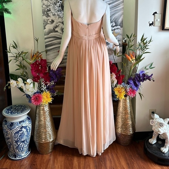 JENNY YOO PALE PINK STRAPLESS SWEETHEART CHIFFON FULL LENGTH FORMAL DRESS 16 - Picture 5 of 7